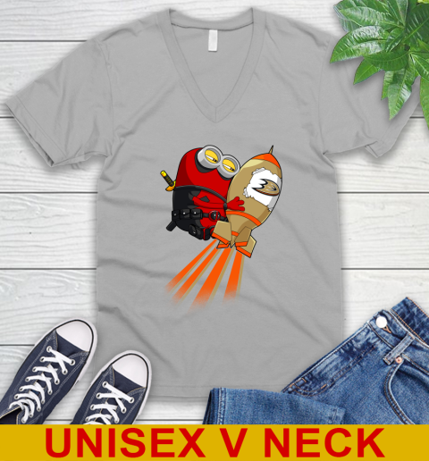 NHL Hockey Anaheim Ducks Deadpool Minion Marvel Shirt V-Neck T-Shirt 3