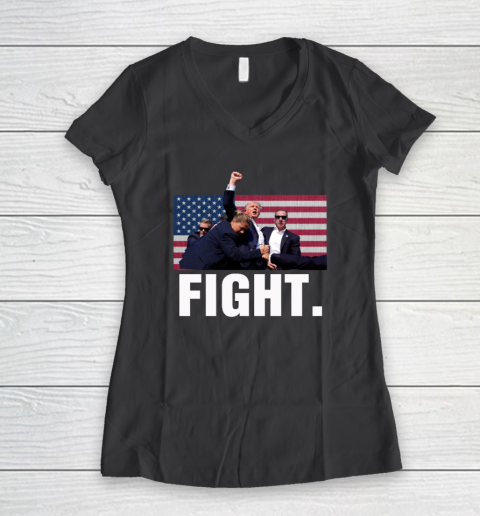 Trump Shooting Shirt Old Row Trump Fight Women's V-Neck T-Shirt 4