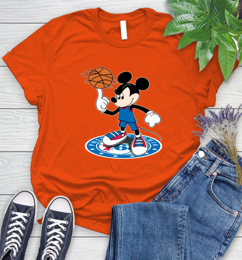 NBA Basketball Philadelphia 76ers Cheerful Mickey Disney Shirt Women's T-Shirt 4