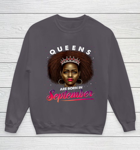 Queens Born September Shirt Black Girl Virgo Libra Birthday Youth Sweatshirt 5