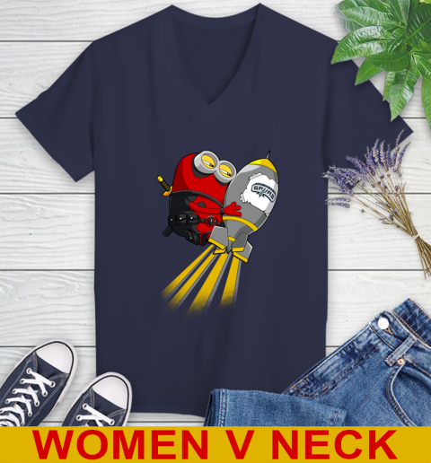 NBA Basketball San Antonio Spurs Deadpool Minion Marvel Shirt Women's V-Neck T-Shirt 12