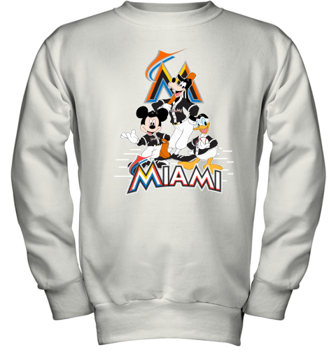 Miami Marlins Mickey Donald And Goofy Baseball Youth Sweatshirt