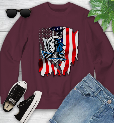 Dallas Mavericks NBA Basketball American Flag Youth Sweatshirt 4