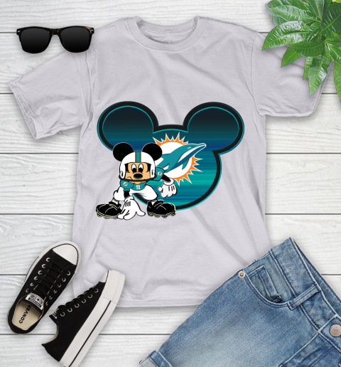 NFL Miami Dolphins Mickey Mouse Disney Football T Shirt Youth T-Shirt 16