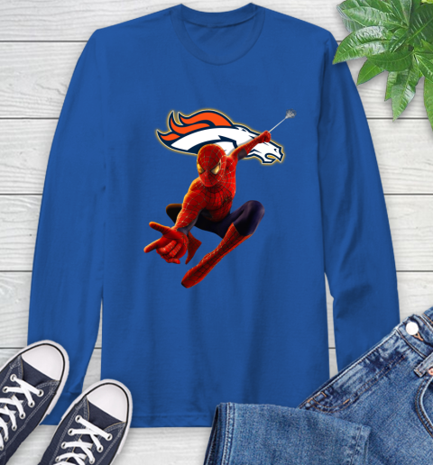 NFL Spider Man Avengers Endgame Football Denver Broncos Long Sleeve T-Shirt 9