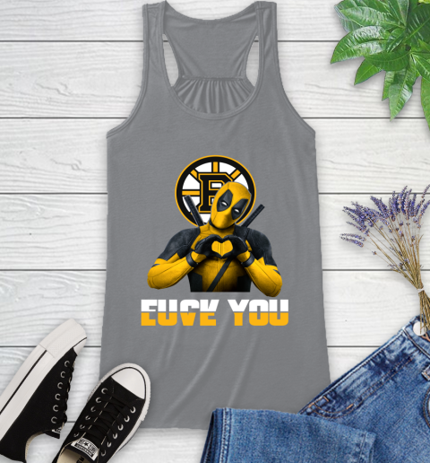 NHL Boston Bruins Deadpool Love You Fuck You Hockey Sports Racerback Tank 4