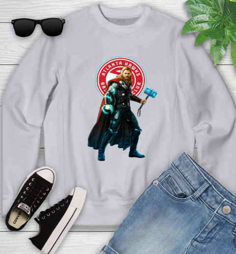 NBA Thor Avengers Endgame Basketball Atlanta Hawks Youth Sweatshirt 4