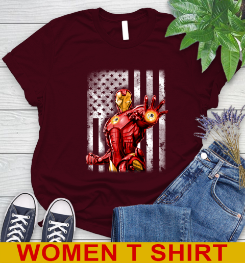 Washington Redskins NFL Football Iron Man Avengers American Flag Shirt Women's T-Shirt - Image 7