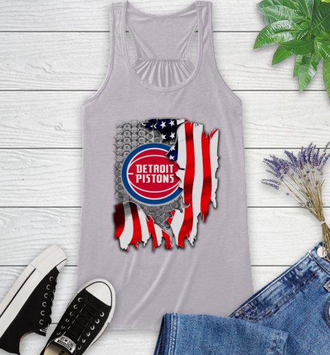 Detroit Pistons NBA Basketball American Flag Racerback Tank - Image 5
