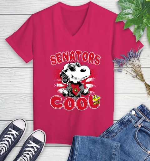 NHL Hockey Ottawa Senators Cool Snoopy Shirt Women's V-Neck T-Shirt 7