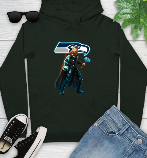 NFL Thor Avengers Endgame Football Seattle Seahawks Youth Hoodie 13