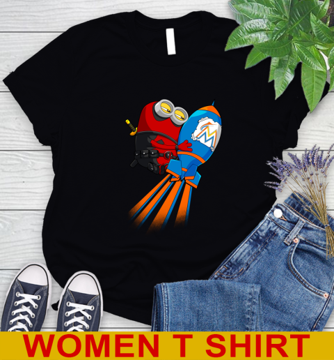 MLB Baseball Miami Marlins Deadpool Minion Marvel Shirt Women's T-Shirt