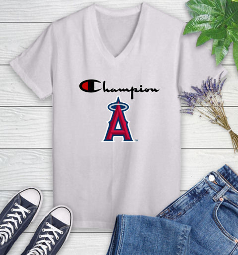 MLB Baseball Los Angeles Angels Champion Shirt Women's V-Neck T-Shirt