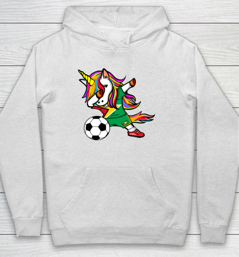 Funny Dabbing Unicorn Guyana Football Guyanese Flag Soccer Hoodie