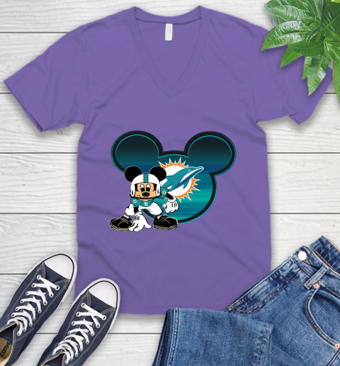 NFL Miami Dolphins Mickey Mouse Disney Football T Shirt V-Neck T-Shirt 10