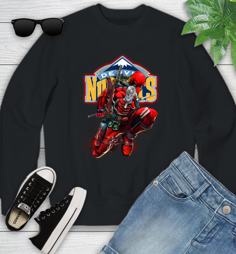 NBA Deadpool Marvel Comics Sports Basketball Denver Nuggets Youth Sweatshirt 2