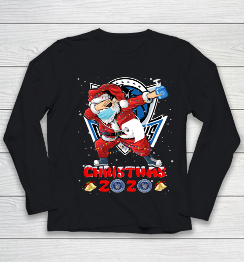 Dallas Mavericks Funny Santa Claus Dabbing Christmas 2020 NBA Youth Long Sleeve