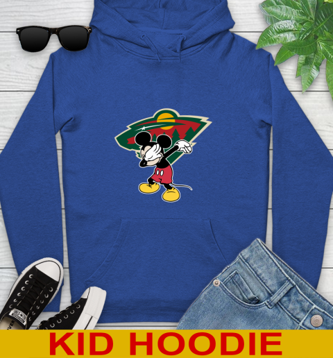 Minnesota Wild NHL Hockey Dabbing Mickey Disney Sports Youth Hoodie 10