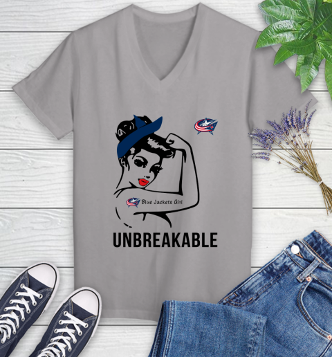 NHL Columbus Blue Jackets Girl Unbreakable Hockey Sports Women's V-Neck T-Shirt 2