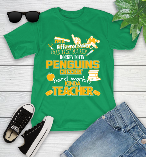 Pittsburgh Penguins NHL I'm A Difference Making Student Caring Hockey Loving Kinda Teacher Youth T-Shirt 8