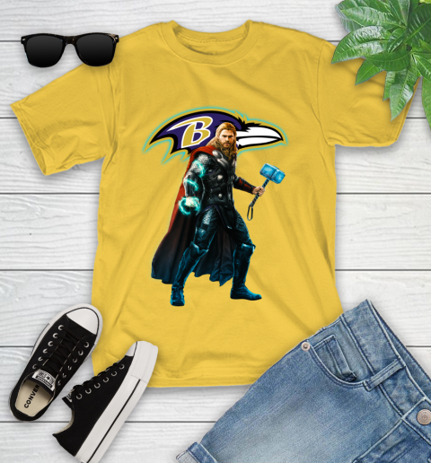 NFL Thor Avengers Endgame Football Baltimore Ravens Youth T-Shirt 8