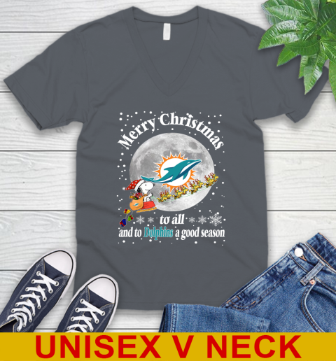 Miami Dolphins Merry Christmas To All And To Dolphins A Good Season NFL Football Sports V-Neck T-Shirt 4