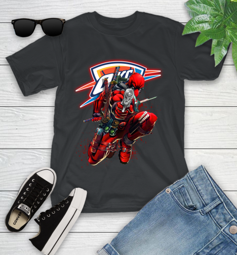 NBA Deadpool Marvel Comics Sports Basketball Oklahoma City Thunder Youth T-Shirt 2