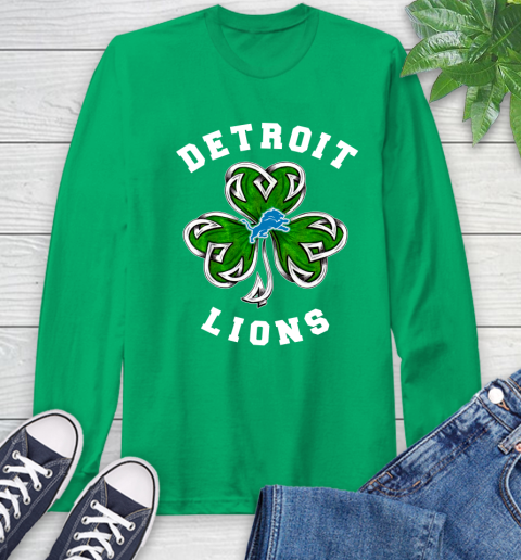NFL Detroit Lions Three Leaf Clover St Patrick's Day Football Sports Long Sleeve T-Shirt 8