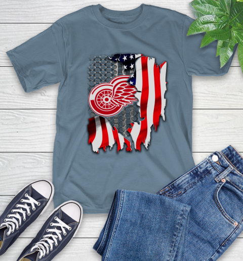 Detroit Red Wings NHL Hockey American Flag T-Shirt 8