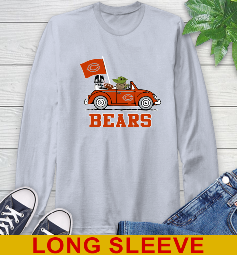 NFL Football Chicago Bears Darth Vader Baby Yoda Driving Star Wars Shirt Long Sleeve T-Shirt 6