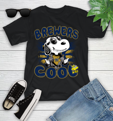 MLB Baseball Milwaukee Brewers Cool Snoopy Shirt Youth T-Shirt
