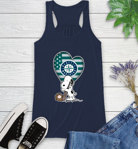 Seattle Mariners MLB Baseball The Peanuts Movie Adorable Snoopy Racerback Tank 10