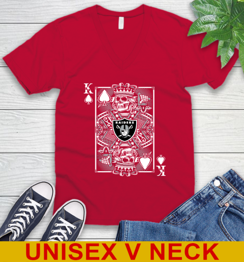 Oakland Raiders NFL Football The King Of Spades Death Cards Shirt V-Neck T-Shirt 6