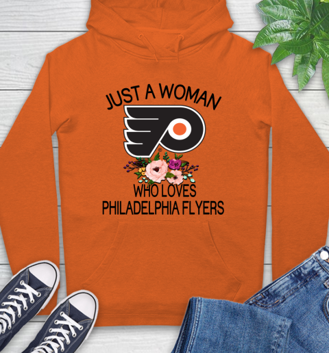 NHL Just A Woman Who Loves Philadelphia Flyers Hockey Sports Hoodie 3
