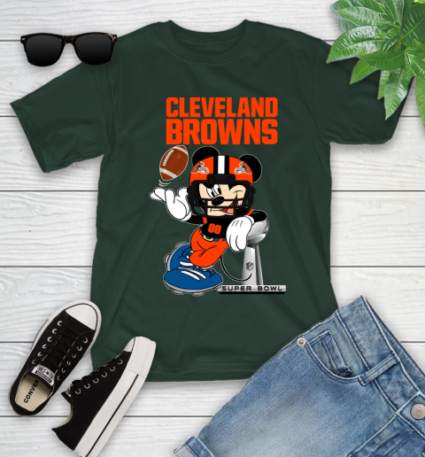 NFL Cleveland Browns Mickey Mouse Disney Super Bowl Football T Shirt Youth T-Shirt 5