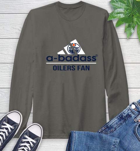 NHL A Badass Edmonton Oilers Fan Adidas Hockey Sports Long Sleeve T-Shirt 9