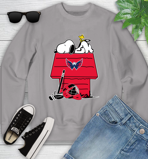 Washington Capitals NHL Hockey Snoopy Woodstock The Peanuts Movie Youth Sweatshirt 4