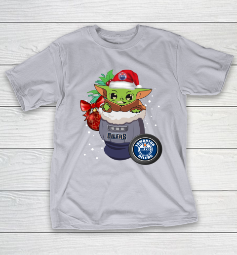Edmonton Oilers Christmas Baby Yoda Star Wars Funny Happy NHL T-Shirt 7