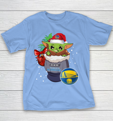 Golden State Warriors Christmas Baby Yoda Star Wars Funny Happy NBA Youth T-Shirt 10