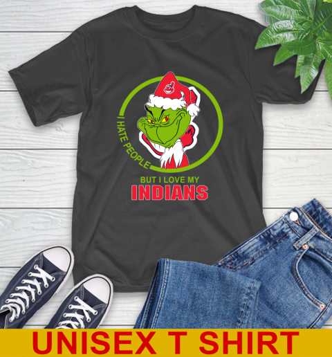 Cleveland Indians MLB Christmas Grinch I Hate People But I Love My Favorite Baseball Team T-Shirt 2