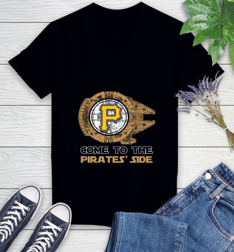 MLB Come To The Pittsburgh Pirates Side Star Wars Baseball Sports Women's V-Neck T-Shirt