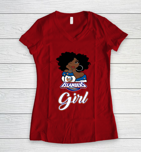 New York Islanders Girl NHL Women's V-Neck T-Shirt 10