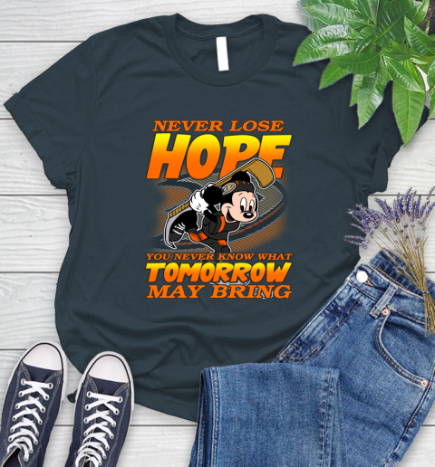 Anaheim Ducks NHL Hockey ootball Mickey Disney Never Lose Hope Women's T-Shirt 11