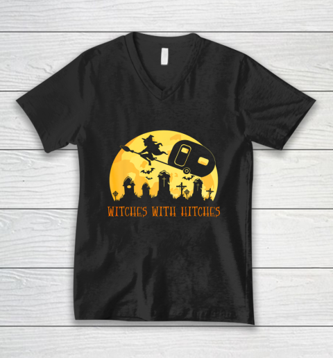 Witches with Hitches Funny Halloween Camping Camper Gift V-Neck T-Shirt