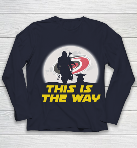 Carolina Hurricanes NHL Ice Hockey Star Wars Yoda And Mandalorian This Is The Way Youth Long Sleeve 2