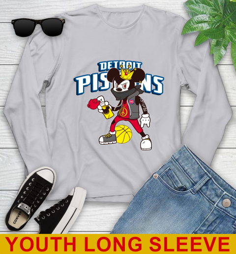 Detroit Pistons NBA Basketball Mickey Peace Sign Sports Youth Long Sleeve 6