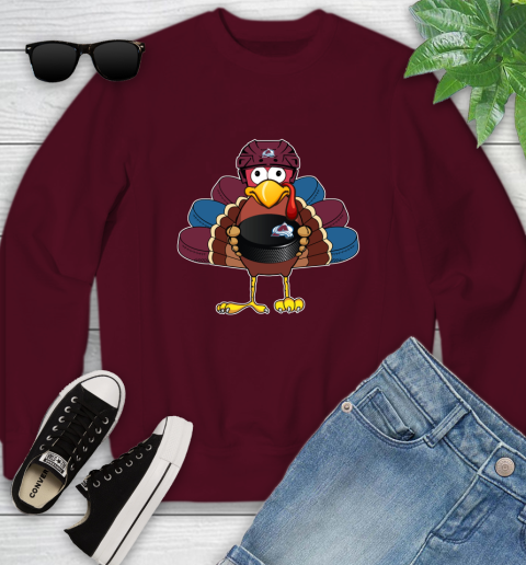 Colorado Avalanche Turkey Thanksgiving Day Youth Sweatshirt 5