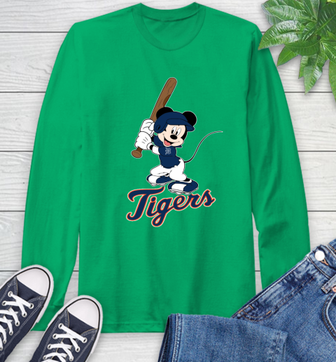 MLB Baseball Detroit Tigers Cheerful Mickey Mouse Shirt Long Sleeve T-Shirt 8