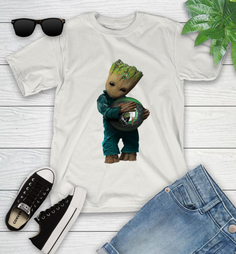NBA Groot Guardians Of The Galaxy Basketball Sports Boston Celtics Youth T-Shirt 12