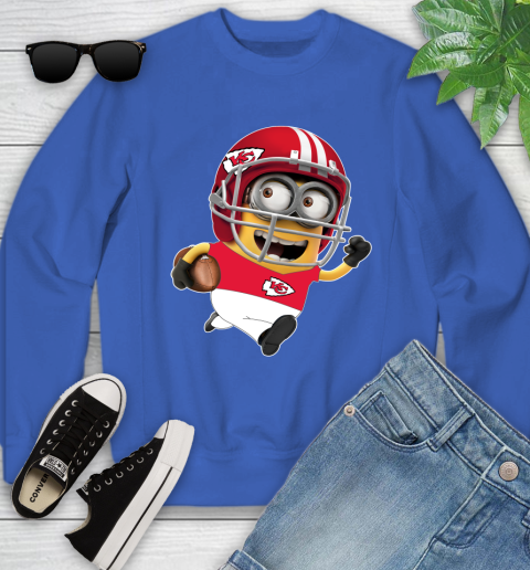 NFL Kansas City Chiefs Minions Disney Football Sports Youth Sweatshirt 8